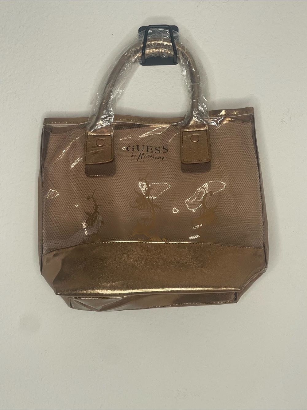 GUESS Metallic Bronze Clear Tote Bag